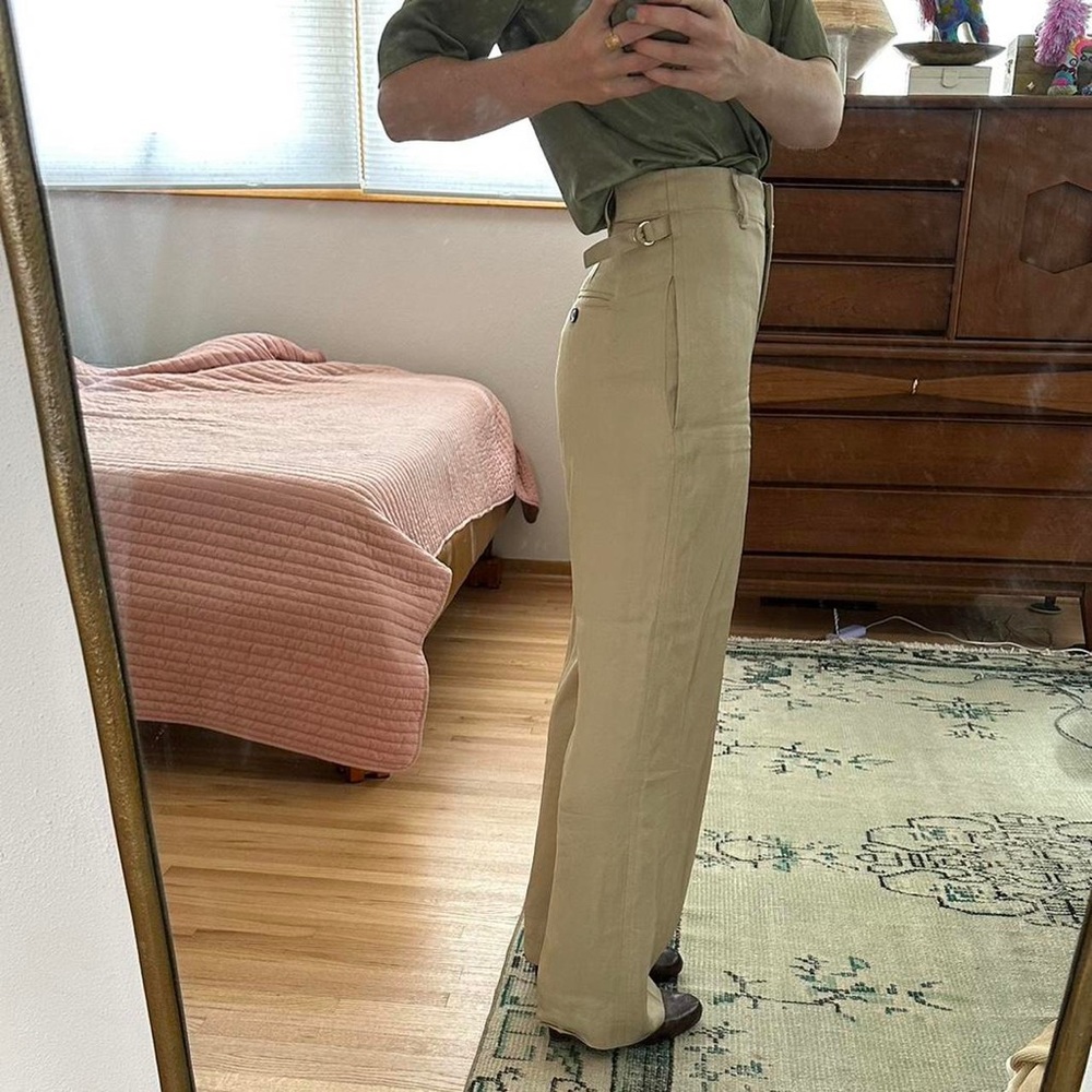 CLUB MONACO KHAKI TAILORED WIDE LEG TROUSERS- so flattering! - Picture 4 of 8